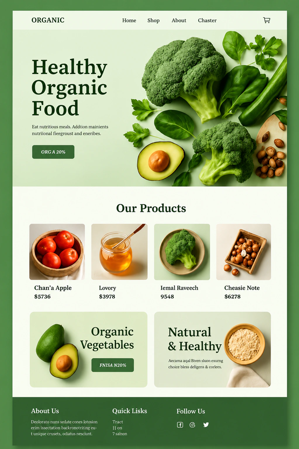 Verde — organic grocery website with a fresh green produce hero